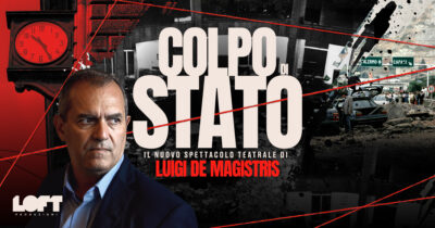 Copertina di ‘Colpo di Stato’ il nuovo spettacolo di Luigi de Magistris
