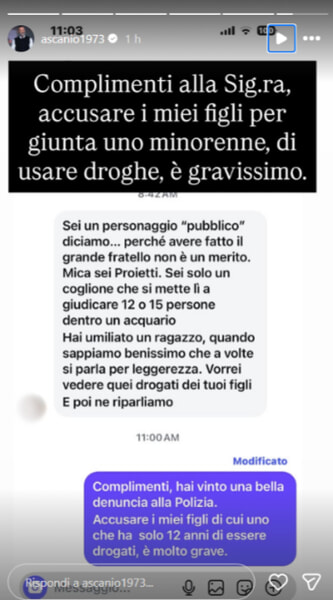 “Sei solo un co****ne. Vorrei vedere quei drogati dei tuoi figli”: Ascanio Pacelli travolto da un hater minaccia di denunciarlo