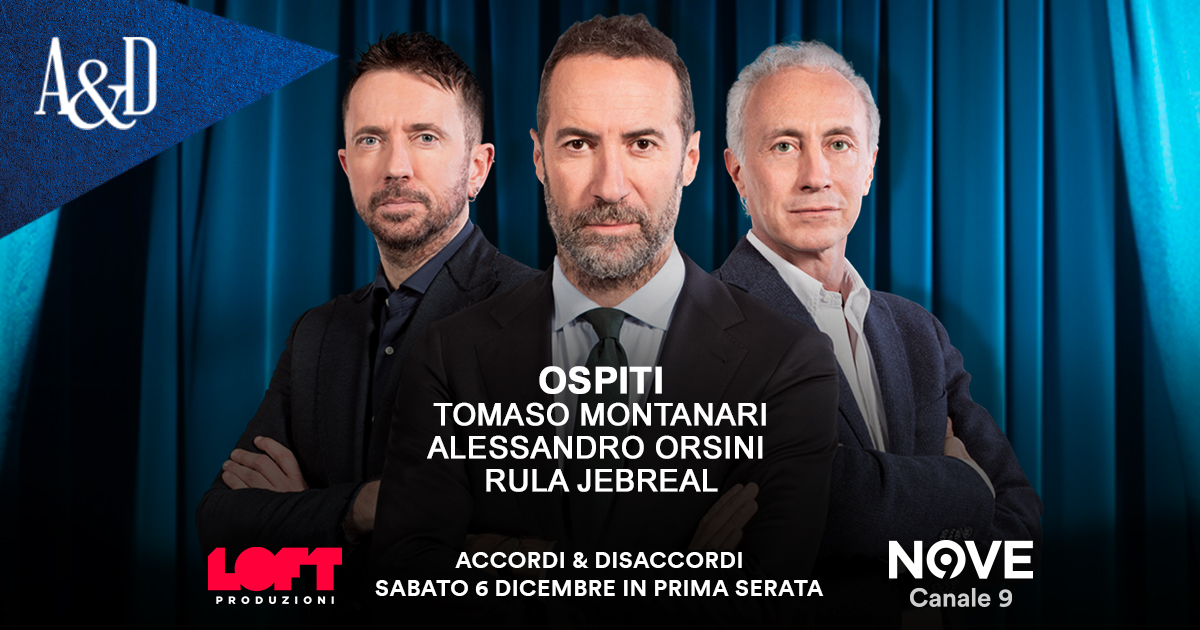 Jebreal, Orsini e Montanari ospiti di Luca Sommi ad Accordi&Disaccordi sabato 6 dicembre. Con Travaglio e Scanzi