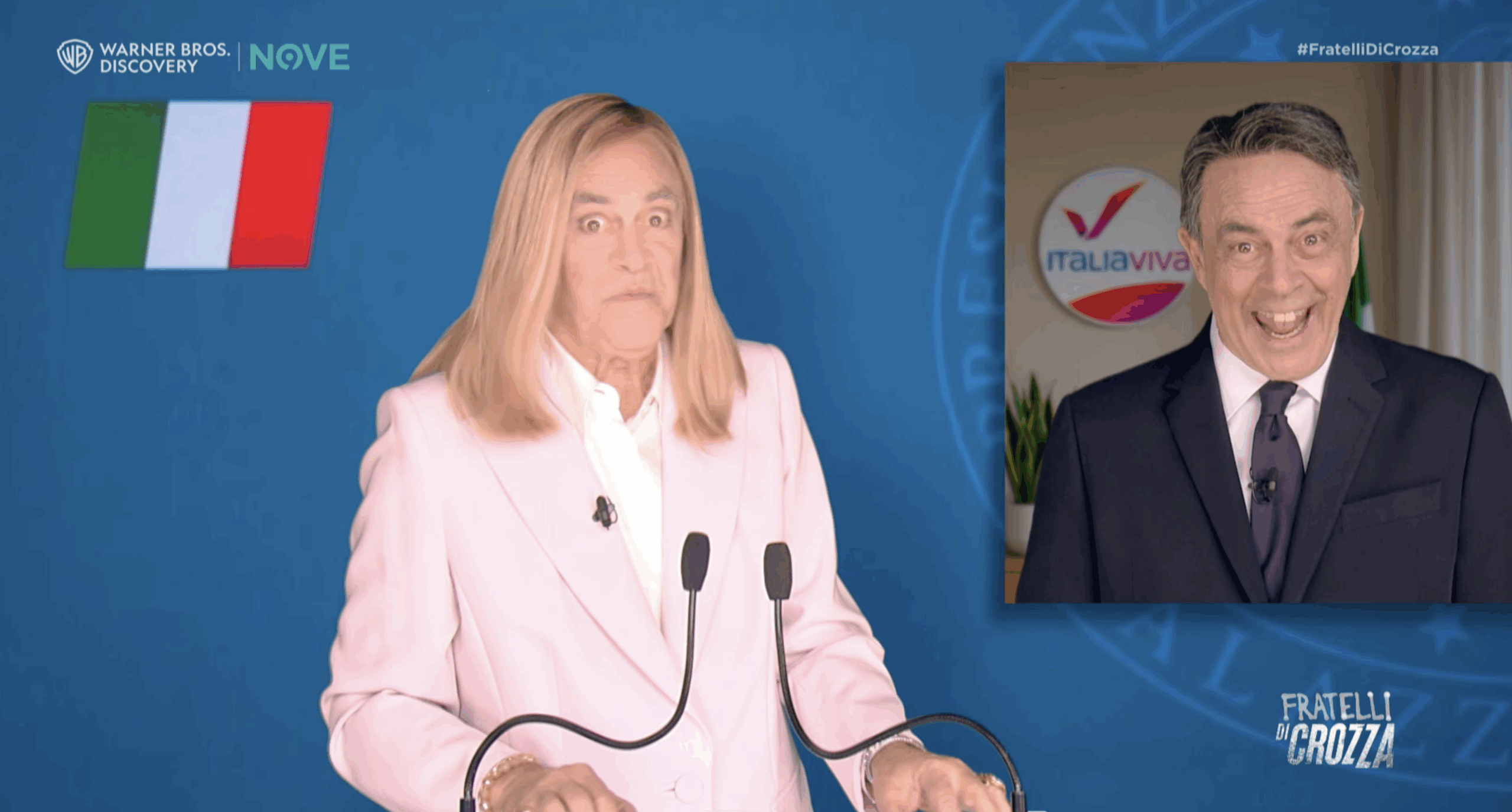 Da Di Maio a Renzi, Crozza Meloni annuncia gli ospiti di Atreju come se fosse il Festival di Sanremo