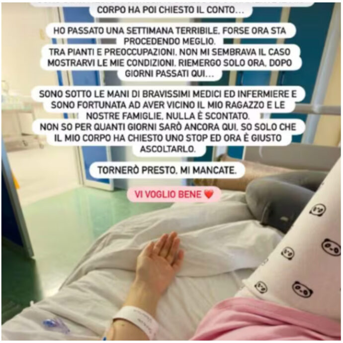 “Sono stati mesi di fortissimo stress. Il mio corpo ha chiesto uno stop e ora è giusto ascoltarlo”: Valentina Barbieri, comica del Gialappa Show, in ospedale