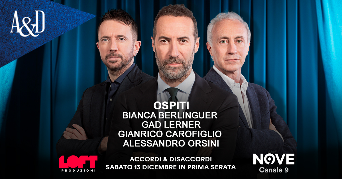 Berlinguer, Lerner, Orsini e Carofiglio ospiti di Luca Sommi ad Accordi&Disaccordi sabato 13 dicembre. Con Travaglio e Scanzi