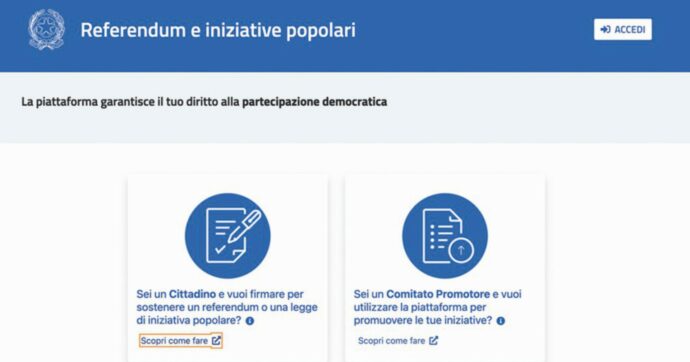 Referendum,  la raccolta firme parte pure online
