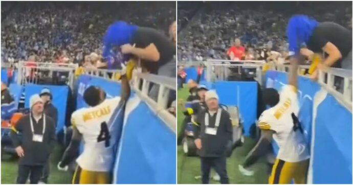 Choc in Nfl: un giocatore si avvicina a un tifoso e gli sferra un pugno, poi torna in campo – Video