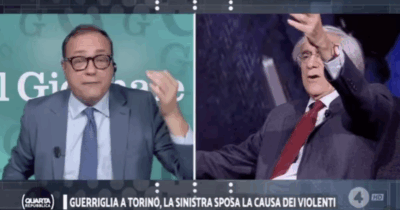 Copertina di “Fascistello, vada a lucidare le molotov”, “La insulto col suo cognome, Cerno! Cerno! Cerno!”: scoppia la rissa su Rete 4 tra Tommaso Cerno e Angelo d’Orsi