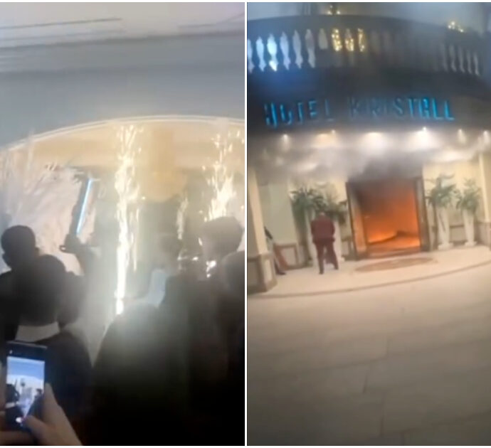 Fuoco e fiamme dalla torta nuziale al momento del taglio: ustionato lo sposo, scoppia un incendio nella sala ricevimenti