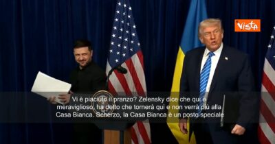 Copertina di Trump ai cronisti: “Vi è piaciuto il pranzo? Zelensky dice che qui si mangia meglio rispetto alla Casa Bianca”