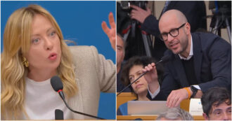 Copertina di Il giornalista spiato a Meloni: “Che ruolo ha il governo?”. Ma la premier parla di sé: “La mia vita finita sui giornali” – Video