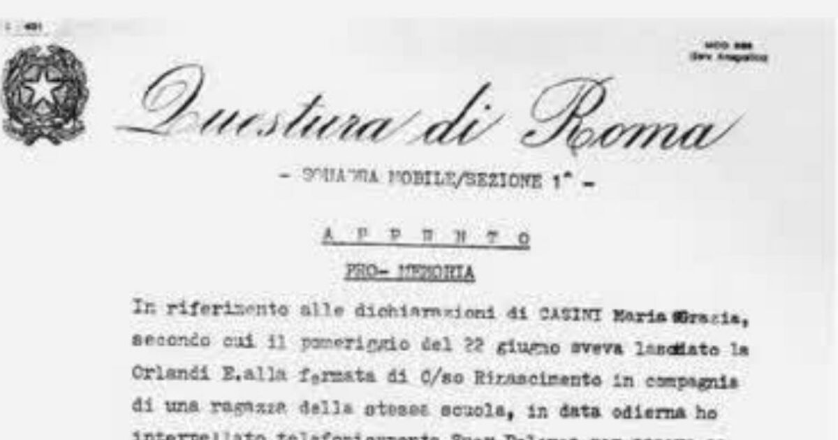 Orlandi, pubblicato un appunto inedito della Mobile con la testimonianza di un’amica: “Ha riconosciuto Laura Casagrande come la ragazza insieme ad Emanuela all’uscita da scuola”
