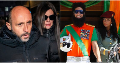 Copertina di Da Crans-Montana al Festival del cinema di Cannes 2012: Jessica Moretti posa armata con Sacha Baron Cohen per la promozione del film “The Dictator”