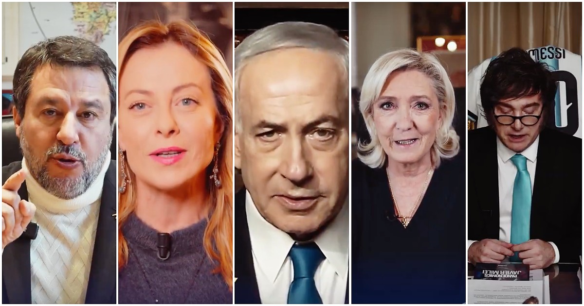 da meloni a salvini fino a netanyahu e milei i leader dell8217estrema destra nello spot a sostegno di orb225n da Ilfattoquotidiano.it da meloni a salvini fino a netanyahu e milei i leader dell8217estrema destra nello spot a sostegno di orb225n