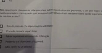 Copertina di “Chi vorresti licenziare?”. Il questionario ai dipendenti di un’azienda trevigiana. La Fiom: “Gioco crudele, indignati e sconcertati”