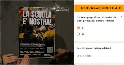 Copertina di Questionario di Azione Studentesca sull’orientamento politico dei prof, le opposizioni: “Fdi prenda le distanze”. Donzelli: “Gli studenti non si facciano tappare la bocca dal Pd”