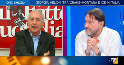 Copertina di Ice in Italia, Travaglio a La7: “Governo imbarazzato e imbarazzante”. Ranucci ironizza sulla “versione omeopatica” degli agenti Usa