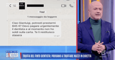 Copertina di “Volevano da me 845 euro, era la truffa del finto dentista. Ma io la faccia da pollo da spennare non credo di averla”: la denuncia di Gianluigi Nuzzi – IL VIDEO