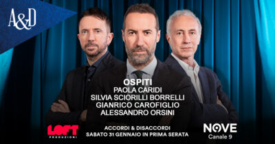Copertina di Caridi, Carofiglio, Sciorilli Borrelli e Orsini ospiti di Sommi ad Accordi&Disaccordi il 31 gennaio. Con Travaglio e Scanzi