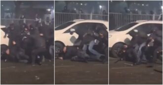 Copertina di Poliziotto circondato e pestato durante gli scontri a Torino: colpito anche con un martello. Il video