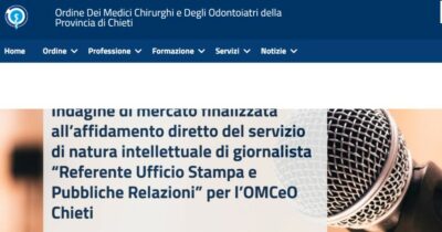 Copertina di Ordine dei medici di Chieti cerca addetto stampa. Lo stipendio offerto? 400 euro al mese