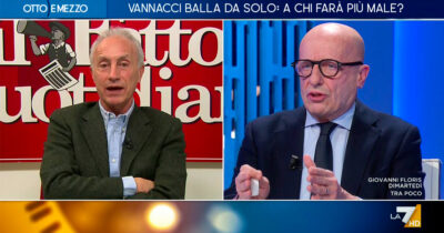 Copertina di Lite Sallusti-Travaglio. “Io arrestato per la querela di un magistrato”. “Sul tuo giornale fu scritto un grave falso”. Su La7