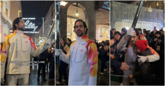 Copertina di La fiaccola arriva in piazza Duomo, tra gli ultimi tedofori c’è Mahmood: l’abbraccio del cantante con un piccolo fan – Video