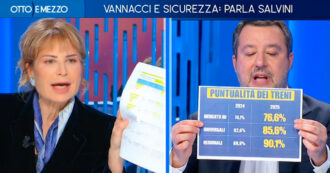 Scontro Gruber-Salvini. “Chieda scusa per i ritardi spaventosi dei treni”. “Sarà sfortunata lei, evidentemente capita solo alla sinistra”