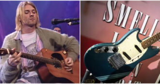 La chitarra di Kurt Cobain va all’asta: “Può valere fino a 5 milioni di dollari”. È la Fender Mustang del 1966 suonata in “Smells Like Teen Spirit”
