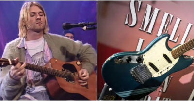 Copertina di La chitarra di Kurt Cobain va all’asta: “Può valere fino a 5 milioni di dollari”. È la Fender Mustang del 1966 suonata in “Smells Like Teen Spirit”