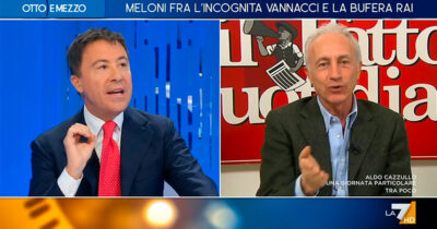 Copertina di Caso Pucci, Bocchino attacca la sinistra ma inciampa: confonde Biagi con Montanelli e Travaglio lo corregge in diretta su La7