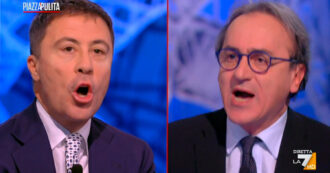 Copertina di Lite Bocchino-Bonelli. “Sciacquati la bocca quando parli di Msi”. “Non fare squadrismo verbale con me”. Su La7