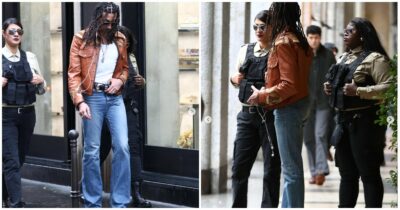 Copertina di Ghali in centro a Milano scortato da due bodyguard donne, le foto in San Babila sono virali e le fan si scatenano: “Mi candido anch’io”