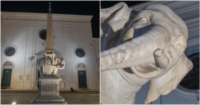 Copertina di Roma, danneggiata la statua dell’Elefantino: staccata una zanna dell’opera del Bernini in piazza Minerva