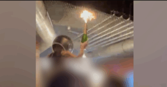 Crans-Montana, il momento in cui la candela pirotecnica incendia il soffitto del Constellation