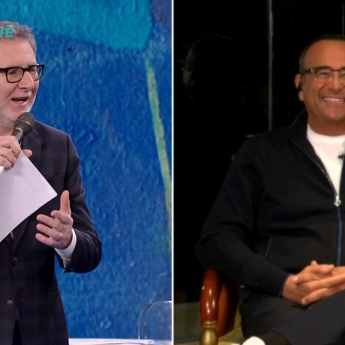 Carlo Conti invita Lapo Elkann a condurre Sanremo. Fazio: “Sono basito”. La gag con Ubaldo Pantani a Che tempo che fa