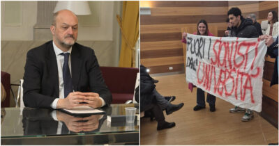 Copertina di Studenti pro-Pal contestano Gori, il rettore li convoca: “Avviamo procedimenti disciplinari”