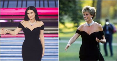 Copertina di L’incredibile somiglianza tra Laura Pausini e Lady Diana a Sanremo 2026: social scatenati per il look che ricorda il “revenge dress”. E il collier fa sognare il Titanic