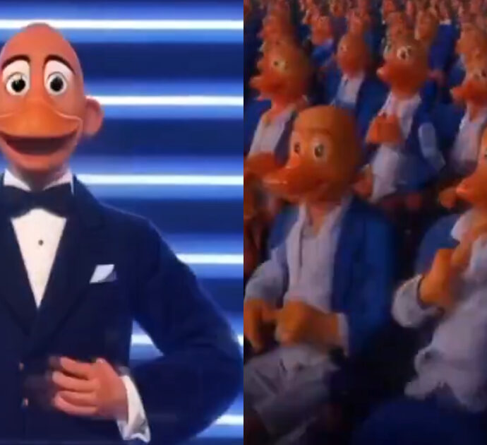 Sanremo 2026 e IA, il pubblico si “paperizza” sulle note della canzone di Nilla Pizzi: l’effetto è da incubo