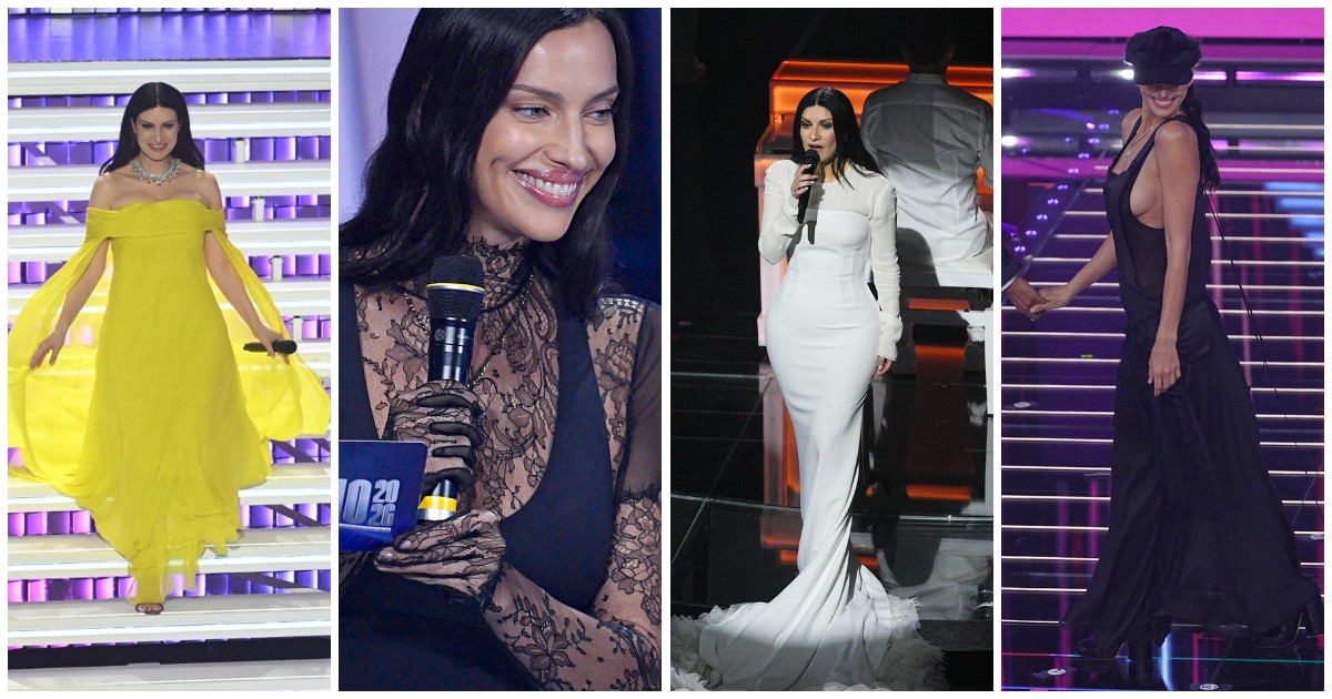 Sanremo 2026, le pagelle ai look della terza serata in diretta: gara a colpi di abiti tra Laura Pausini e Irina Shayk, ecco chi vince