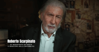 Copertina di “La vera posta in gioco”, il primo episodio della serie ideata e condotta da Scarpinato: “Vogliono portarci a prima della Costituzione”