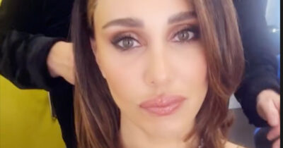 Copertina di Belen Rodriguez, apparizione lampo (in playback e fuori sincrono) a Sanremo. Il video piccante di “Ossessione” con Samurai Jay e la serenata fuori dall’hotel