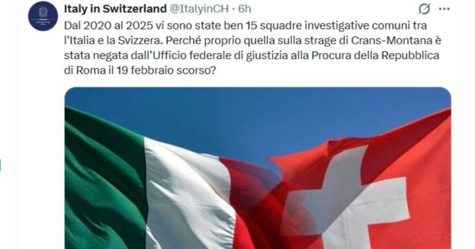 “Perché proprio su Crans Montana la Svizzera nega una squadra investigativa comune con l’Italia?”, nuovo scontro tra Roma e Berna