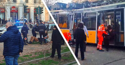 Copertina di Tram deraglia e finisce contro un palazzo: un morto e oltre 20 feriti