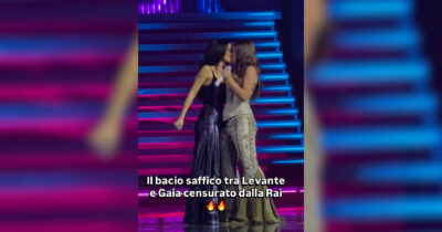 Copertina di “Il bacio tra Gaia e Levante? Nessuna censura, ecco perché non è stato ripreso”: parla il regista di Sanremo. E il video girato dalla platea diventa virale