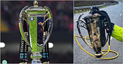 Copertina di Bruciata la coppa del Sei Nazioni in un incidente d’auto: il trofeo più prestigioso del rugby è danneggiato per sempre