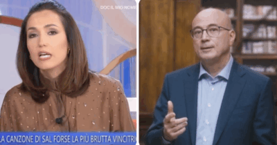 Copertina di “Dire che è una canzone cantata ai matrimoni della camorra è una cosa bella da leggere?” “Sal Da Vinci rappresenta una musica per chi non ama Napoli”: Caterina Balivo fronteggia Aldo Cazzullo