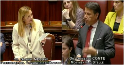 Copertina di Scontro Meloni-Conte in Aula: “Nel 2020 non condannò gli Usa che uccisero un generale iraniano”. “Priva di scrupoli, paragona un drone di reazione al silenzio complice di un genocidio”