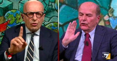 Copertina di Famiglia nel bosco, scontro Sallusti-Bersani. “Meloni si preoccupa dei bambini”. “Fa solo propaganda”. Su La7