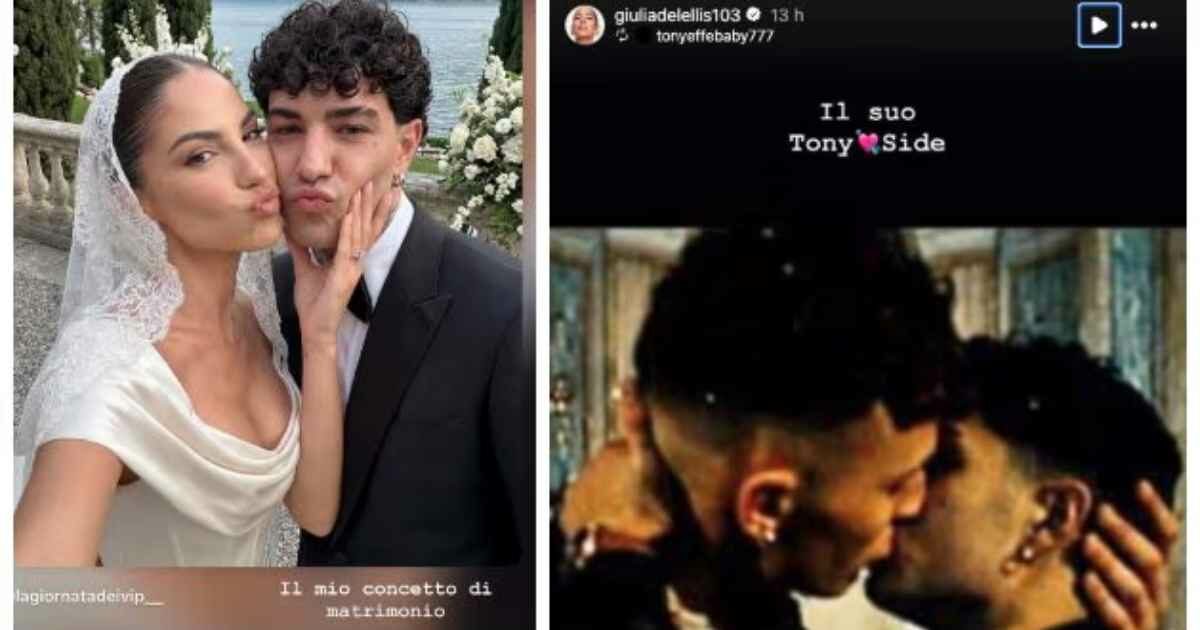 “Il mio concetto di matrimonio e il suo”: la frecciatina di Giulia De Lellis che pubblica il bacio tra Tony Effe e un altro uomo