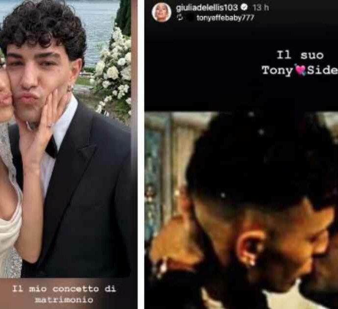 “Il mio concetto di matrimonio e il suo”: la frecciatina di Giulia De Lellis che pubblica il bacio tra Tony Effe e un altro uomo