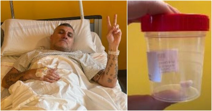 Bobo Vieri in ospedale, la foto con camice e flebo: “E anche questa è andata”