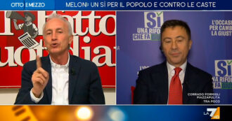 Copertina di Referendum, Travaglio contro Bocchino: “Gratteri non è mai stato in nessuna corrente e fa saltare tutte le vostre menzogne”. Su La7